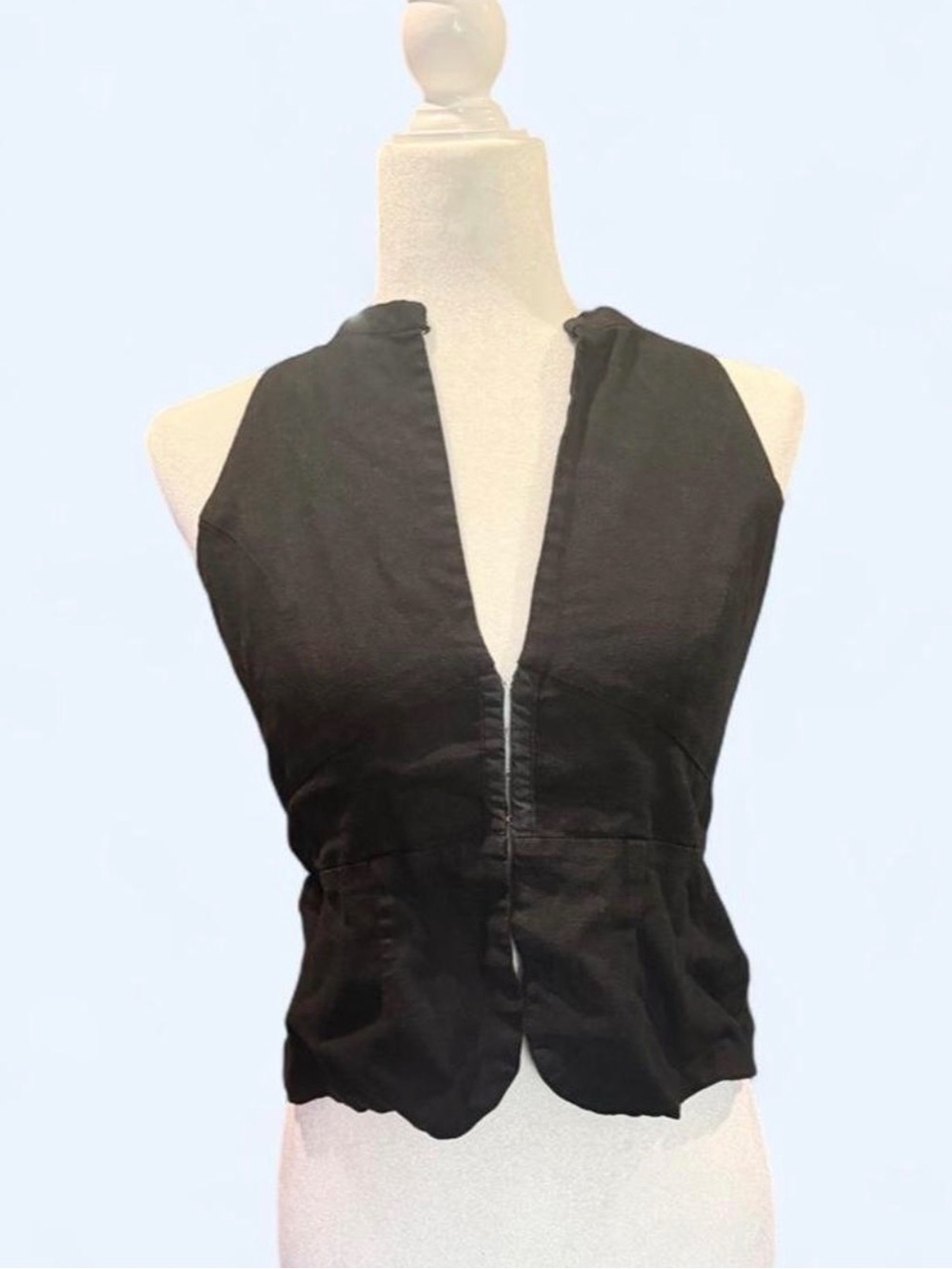 Black Deep V Backless Vest Top